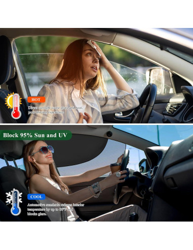 Cortinas para Ventanas de Coche MUQIDA 2PCS Doble Capa UV