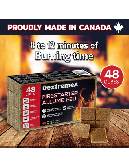 Encendedores de Fuego Dextreme 48 Cubos Naturales Ecológicos