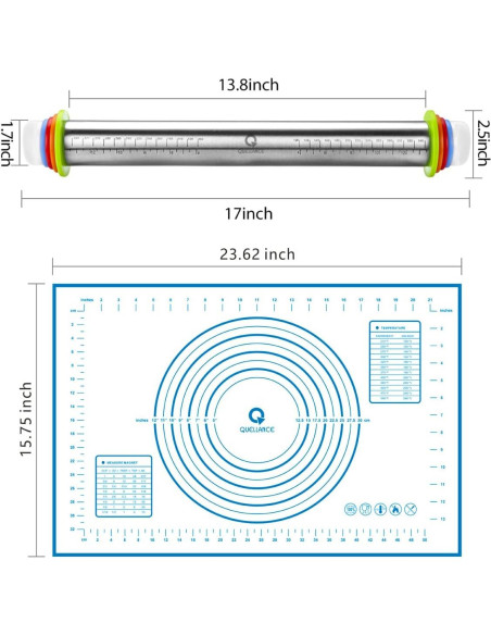 Rodillo Ajustable Quellance 43cm Acero Inoxidable Azul Rodillo Ajustable Quellance 43cm Acero Inoxidable Azul
