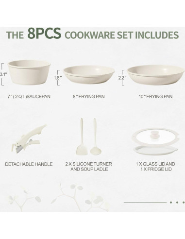 Juego de 8 Piezas de Ollas y Sartenes BECIGAR Cerámica