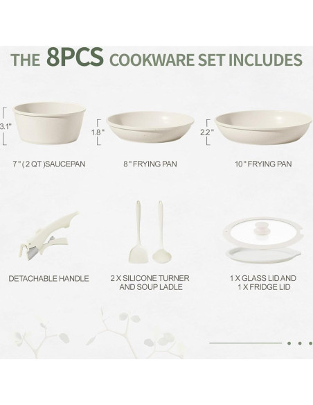 Juego de 8 Piezas de Ollas y Sartenes BECIGAR Cerámica