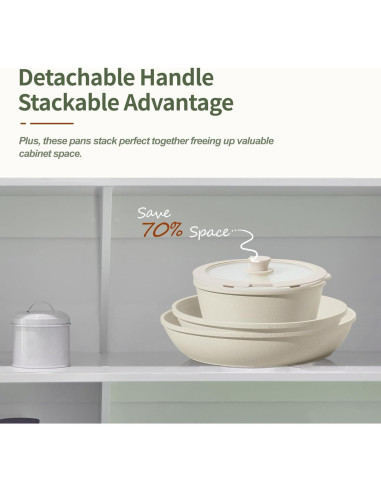 Juego de 8 Piezas de Ollas y Sartenes BECIGAR Cerámica