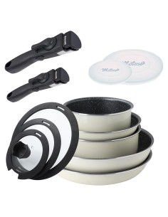 Juego de 12 Ollas y Sartenes Motase Antiadh. Blanco