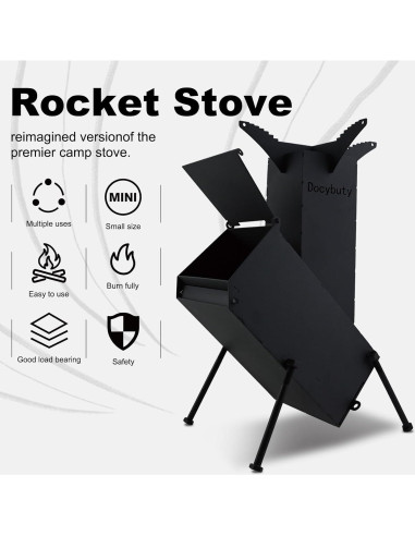 Estufa de Cohete Portátil de Leña Huojianl-3 para Camping