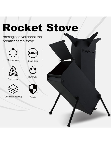 Estufa de Cohete Portátil de Leña Huojianl-3 para Camping