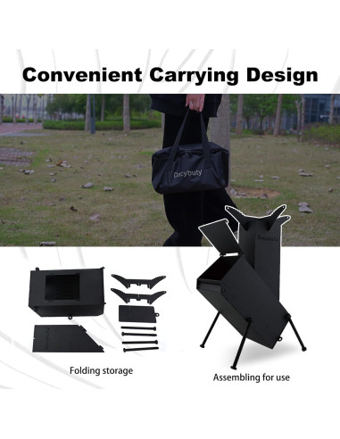 Estufa de Cohete Portátil de Leña Huojianl-3 para Camping