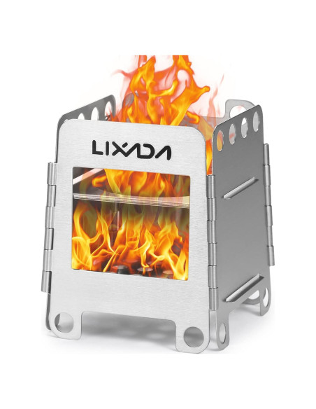 Estufa de Camping Lixada de Leña Portátil Acero Inoxidable 190g
