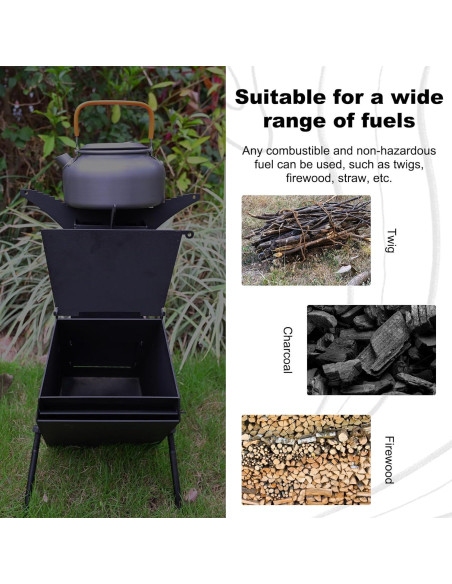 Estufa de Cohete Portátil de Leña Huojianl-3 para Camping