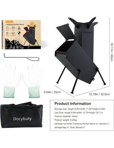 Estufa de Cohete Portátil de Leña Huojianl-3 para Camping
