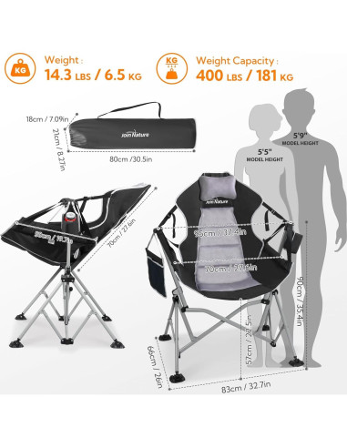 Silla de Hamaca Join Nature HTD060 Plegable 181 kg Negro