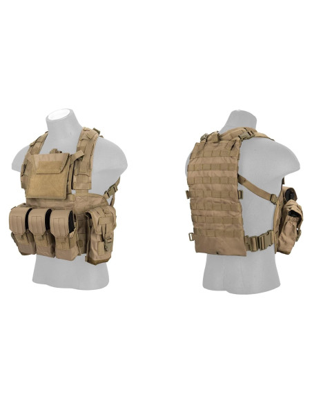 Chaleco Modular Lancer Tactical Nylon 600D Ajustable Tan