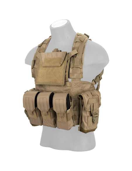 Chaleco Modular Lancer Tactical Nylon 600D Ajustable Tan
