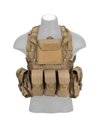 Chaleco Modular Lancer Tactical Nylon 600D Ajustable Tan