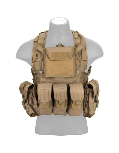 Chaleco Modular Lancer Tactical Nylon 600D Ajustable Tan
