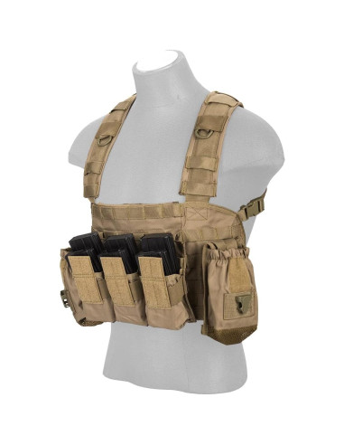 Chaleco Modular Lancer Tactical Nylon 600D Ajustable Tan