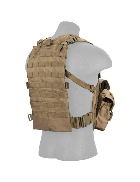 Chaleco Modular Lancer Tactical Nylon 600D Ajustable Tan