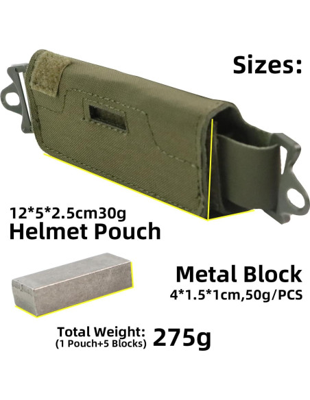 Bolsa de peso contrapeso booiu para casco táctico verde