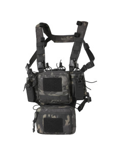 Arnés Táctico Ajustable Molle Micro Camo Negro con Bolsas