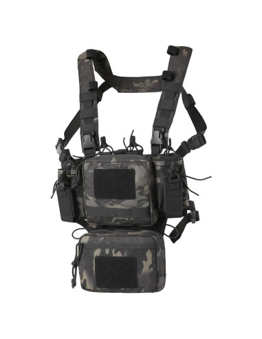Arnés Táctico Ajustable Molle Micro Camo Negro con Bolsas