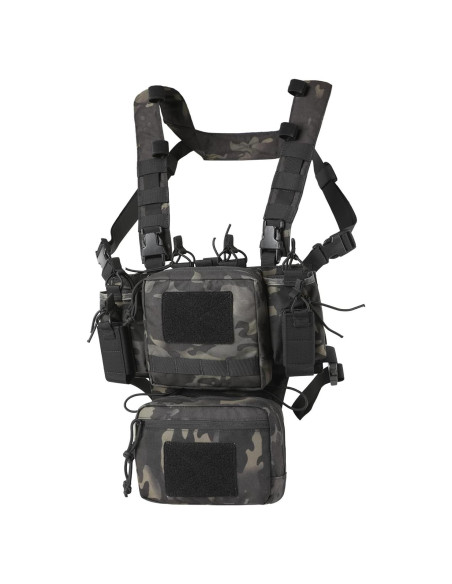Arnés Táctico Ajustable Molle Micro Camo Negro con Bolsas