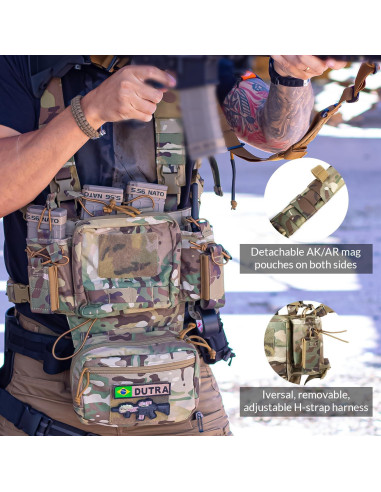 Arnés Táctico Ajustable Molle Micro Camo Negro con Bolsas