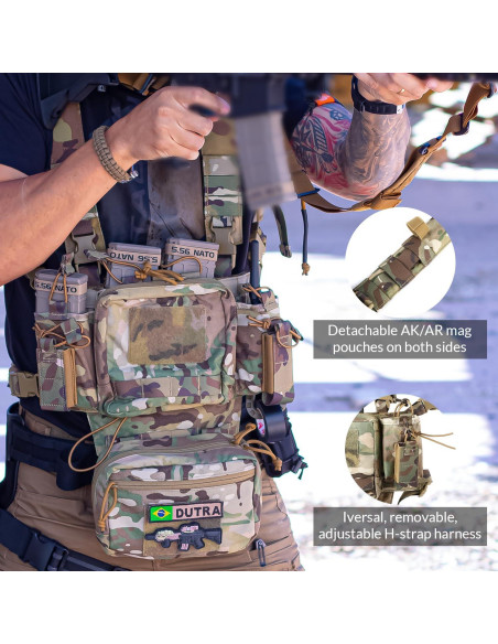 Arnés Táctico Ajustable Molle Micro Camo Negro con Bolsas