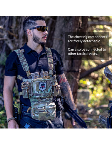 Arnés Táctico Ajustable Molle Micro Camo Negro con Bolsas