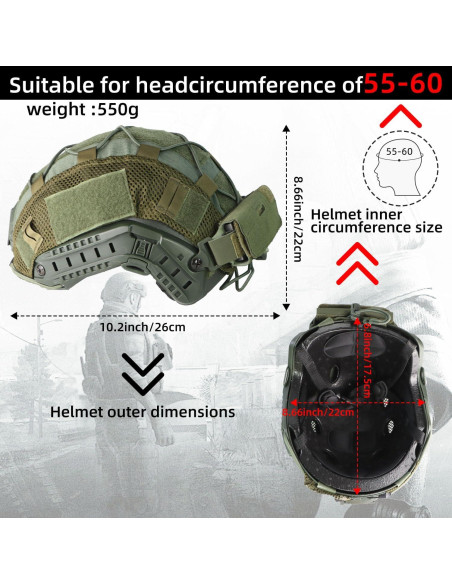 Casco Táctico Ajustable booiu para Airsoft y Paintball