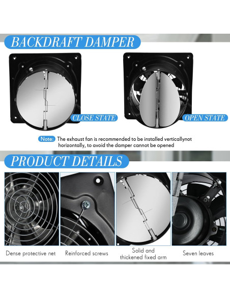 Ventilador de Escape 6" Yaocom Negro para Baño y Cocina