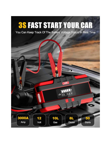 Arrancador de Batería SAFEMATE PJS06-3000, 3000A, 12V