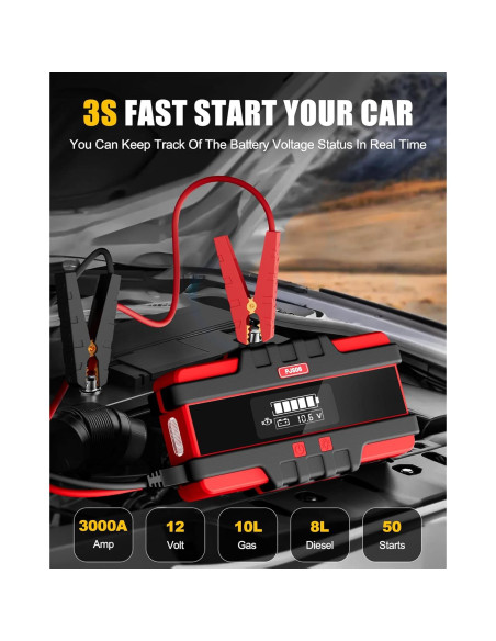 Arrancador de Batería SAFEMATE PJS06-3000, 3000A, 12V