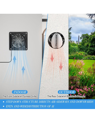 Ventilador de Escape 6" Yaocom Negro para Baño y Cocina