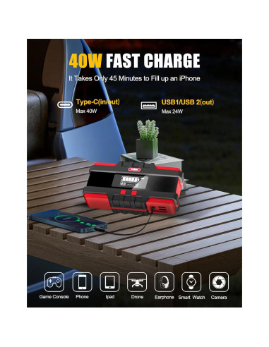 Arrancador de Batería SAFEMATE PJS06-3000, 3000A, 12V