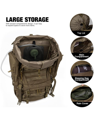 Mardingtop Mochila Militar 60L con Funda para Lluvia