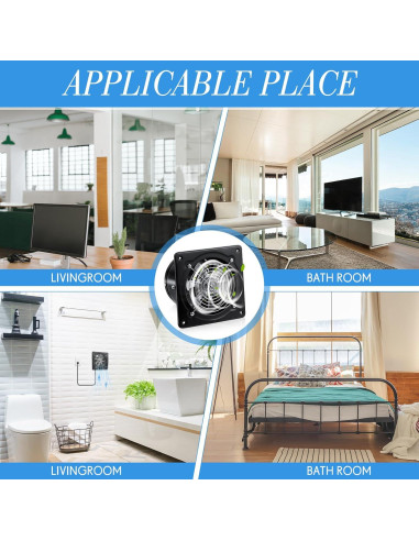 Ventilador de Escape 6" Yaocom Negro para Baño y Cocina