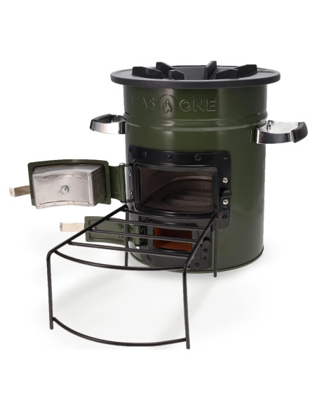 Estufa de Camping GasOne RS-2600 de Madera Verde Militar