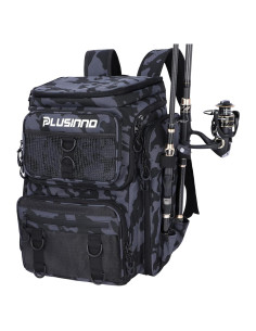 Mochila de Pesca PLUSINNO 42L Impermeable con 16 Bolsillos