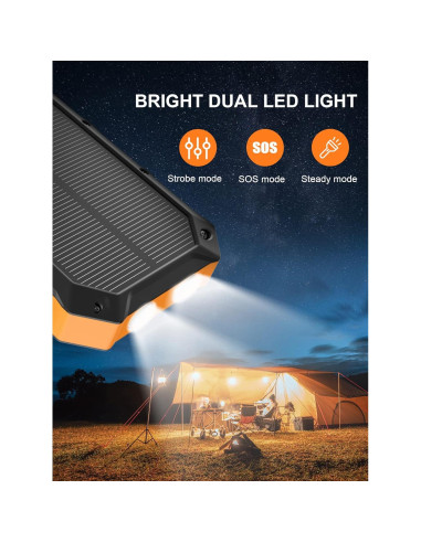 Banco de energía solar Kepswin 42800mAh 4 puertos USB