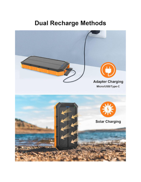 Banco de energía solar Kepswin 42800mAh 4 puertos USB