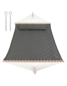 Hamaca ANOW Doble Acolchada con Almohada y Extensiones Gris