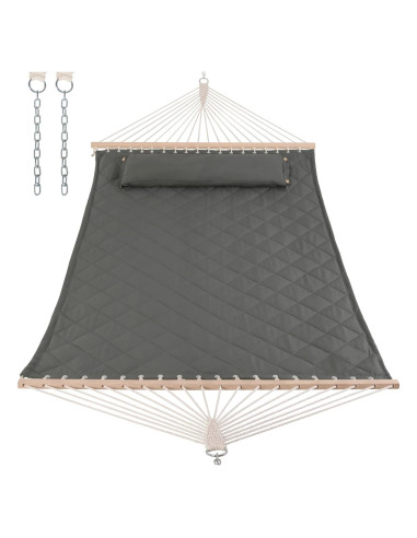 Hamaca ANOW Doble Acolchada con Almohada y Extensiones Gris