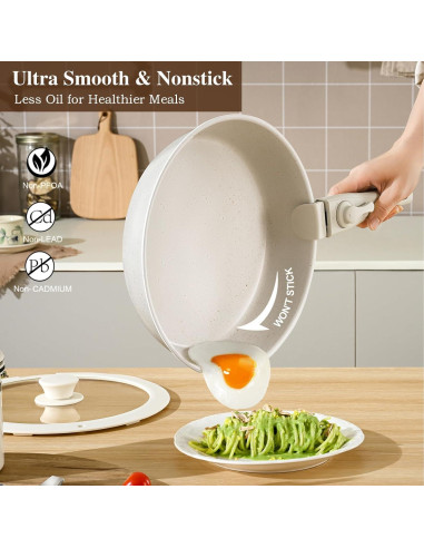 Juego de 20 Piezas de Ollas y Sartenes USELUCK Antiadherentes