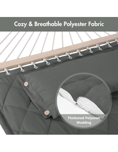 Hamaca ANOW Doble Acolchada con Almohada y Extensiones Gris