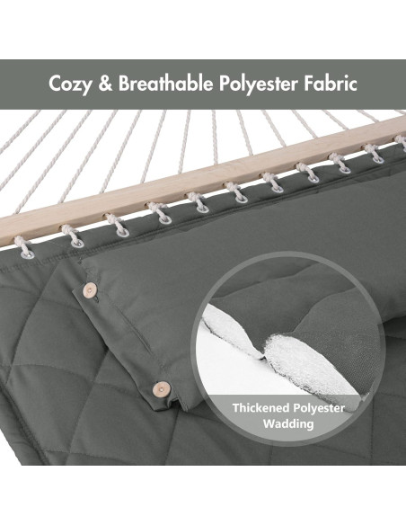 Hamaca ANOW Doble Acolchada con Almohada y Extensiones Gris