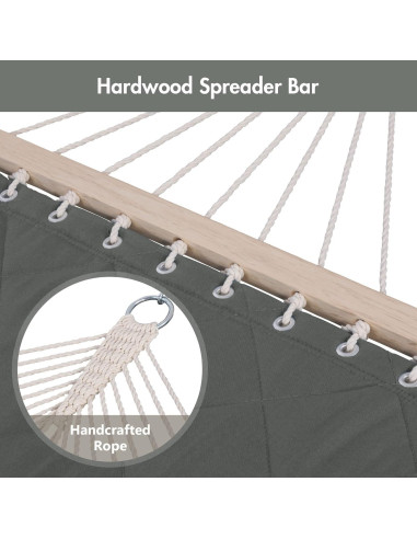 Hamaca ANOW Doble Acolchada con Almohada y Extensiones Gris