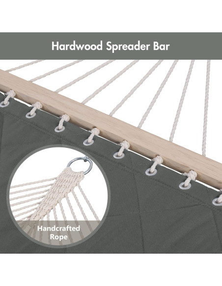 Hamaca ANOW Doble Acolchada con Almohada y Extensiones Gris