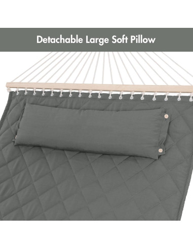 Hamaca ANOW Doble Acolchada con Almohada y Extensiones Gris