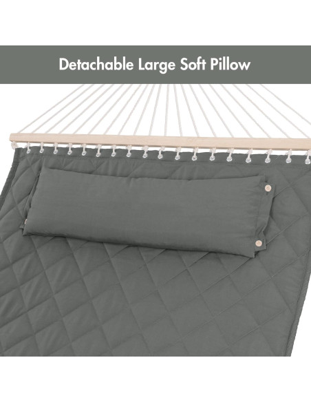 Hamaca ANOW Doble Acolchada con Almohada y Extensiones Gris